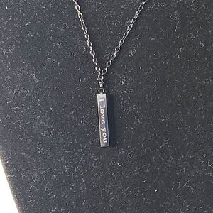 "I love you forever & always" slate black necklace (G25)